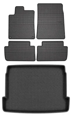 Productafbeelding van Rubberen automatten + kofferbakmat voor Citroen C5 I 2001-2008 (hatchback) – 5-delig, zwart, op maat – Wielganizator SolidPRO