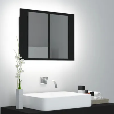 Produktbild von vidaXL LED koupelnová zrcadlová skříňka černá 60x12x45 cm Akryl
