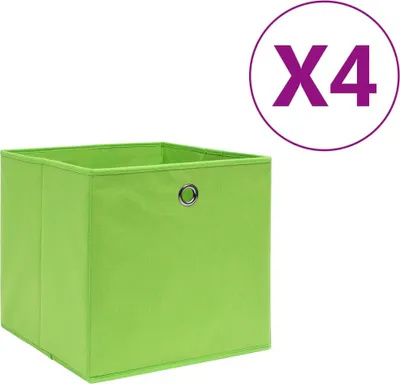 Produktbild von Möbel Aufbewahrungsboxen 4 Stk. Vliesstoff 28x28x28 cm Grün - Aufbewahrungsboxen 325227