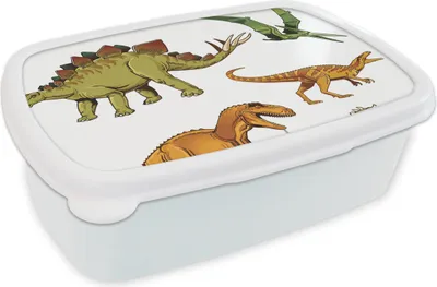 Produktbild von KitchenYeah® Lunchbox Brotzeit Brotdose 17x11 cm Dinosaurier - Zeichnung - Jungen - Kinder Kinder Brotzeitdose - Lunch Box - Kinder - Sandwich-Box - Schulbox - Lunch Boxen