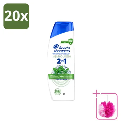Productafbeelding van 20 x Head & Shoulders 2-in-1 Menthol Fresh anti-roos shampoo, 300 ml - voordeelverpakking - 20 stuks