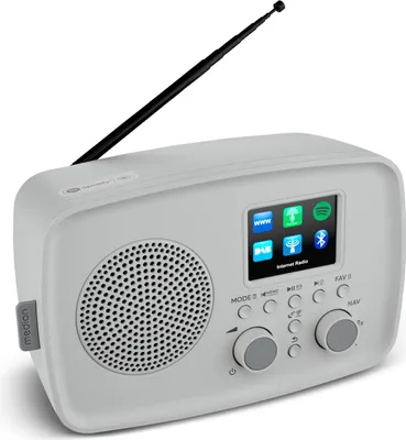 Produktbild von MEDION Internetradio mit DAB+ LIFE IRE-1 (WLAN, DAB Plus UKW Radio, Bluetooth, EQ, Tropfwasserschutz, Teleskopantenne, Spotify Connect, Wecker, Schlummerfunktion, Einstellbarer Display-Dimmer) grau