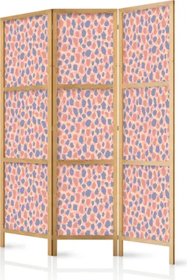 Produktbild von 3-teiliger Einseitiger Vlies Japanischer Paravent - Giraffe Pattern - Colorful Animal Pattern in Blue-Pink Spots. 135x172 cm Muster f-A-10193-bh-a