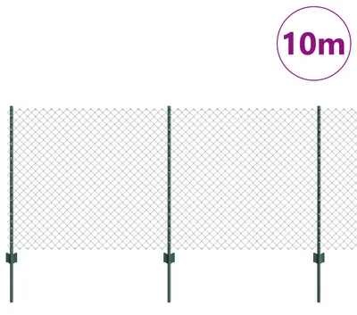 Image de Clôture à mailles métalliques vidaXL avec poteaux, 10 x 1 m (L x H), en acier revêtu de PVC