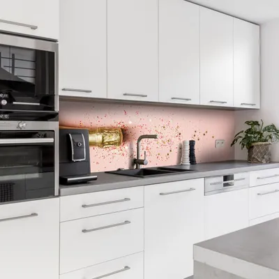 Produktbild von Dedeco Küchenrückwand Motiv: Cheers V1, 3mm Aluminium Alu-Platten als Spritzschutz Küchenwand Verbundplatte wasserfest, inkl. UV-Lack matt, alle Untergründe, 240 x 60 cm
