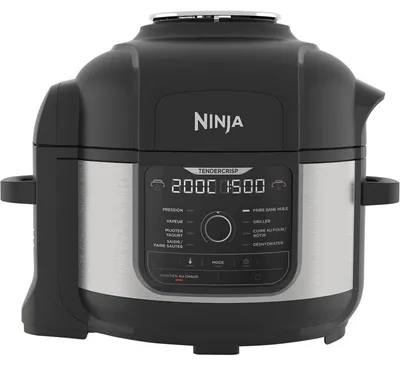 Obrázok produktu pre Viacúčelový hrniec pod tlakom Ninja Foodi OP350FR, 1400 W, 6 L, 9 programov, 40-200 °C, TenderCrisp®, Keramická vrstva, Udržiavanie tepla, Celé kurča, Čierna/nehrdzavejúca oceľ