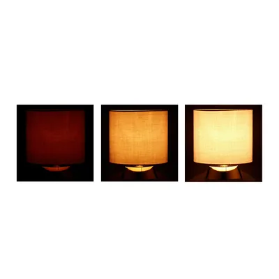 Zdjęcie produktu dla Lampa nocna Relaxdays z regulacją jasności dotykową, nowoczesna lampa dotykowa, 3 poziomy jasności, E14, lampa stołowa, wys. x gł.: 32,5 x 18 cm, szaro-miedziana