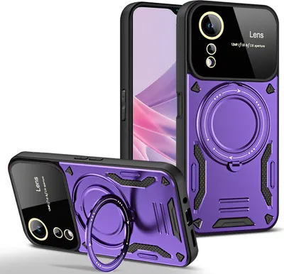 Produktbild von Rüstung Handyhülle für OPPO A78 5G/ A58 5G Dual-Layer Ringhalter Ständer Hülle Lila