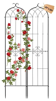 Immagine prodotto di VEVOR Graticcio, 220x52,5 cm, confezione da 2, supporto per rampicanti in metallo con superficie verniciata a polvere e meccanismo di bloccaggio, supporto per rampicanti, traliccio da giardino, graticcio per fiori, ortaggi e rose