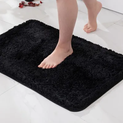 Immagine prodotto di Tappetino da bagno antiscivolo, in microfibra, nero, 40x60 cm