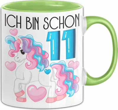 Produktbild von 11. Geburtstag Geschenk Tasse Becher Mädchen Tochter Geburtstagsgeschenk Einhorn Ich Bin Schon 11 (Grün)