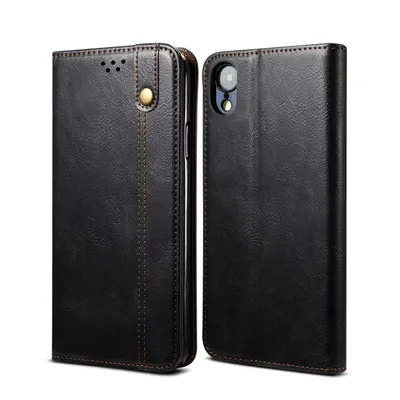 Obrázek produktu pro Pouzdro pro iPhone XR, kožené flip pouzdro peněženka s funkcí stojánku černé