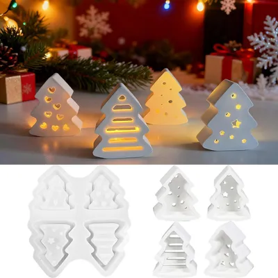 Image de Moules en silicone pour Noël, forme de sapin de Noël, moules 3D pour la fabrication de bougies, de résine ou de chocolat