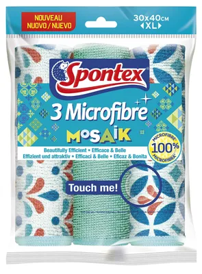 Produktbild von Spontex Microfibre Mosaik Mikrofasertücher, Ideal zur feuchten und trockenen Rei