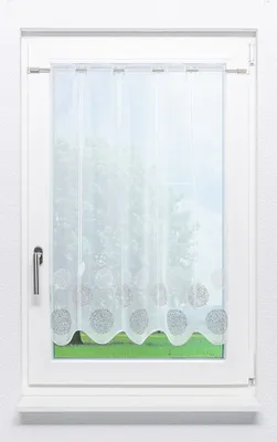 Produktbild von Scheibengardine Lysel - Kringel Muster  (Bx H) 96cm * 90cm Braun/grau-braun