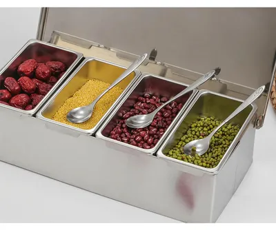 Obrázok produktu pre Krabica na desiatu – Bento Lunchbox – 4 priehradky – nerezová oceľ 304 – s vekom – 30 cm – strieborná