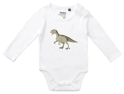 Produktbild von Huuraa Baby Body Allosaurus Dinosaurier 74 White  Baumwolle Fairtrade Langarmbody Geschenkidee