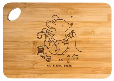 Produktbild von Mr. & Mrs. Panda Holzbrett Maus Basteln - Transparent - Geschenk, DIY, Hackbrett, Schneidebrett, Frühstücksbrett, Kreatives, Brett, Frühstücksbrettchen