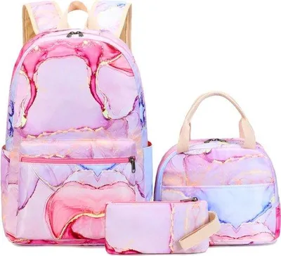 Produktbild von Famanu Rucksack für Mädchen - Schulrucksack mit Lunchbag - Pink