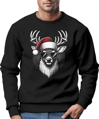 Produktbild von Sweatshirt Herren Weihnachten Rentier Weihnachtspullover Aufdruck Weihnachtsoutfit Männer Moonworks®