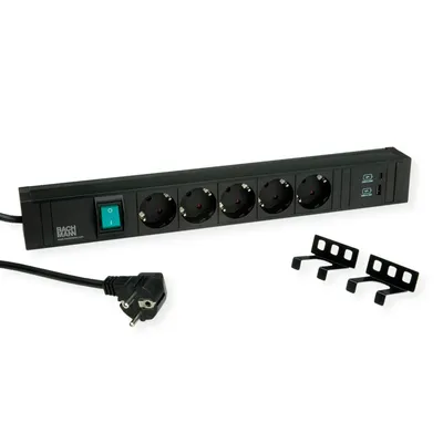 Produktbild von BACHMANN CONNECT LINE 5xSchutzkontakt, Schalter USB A&C 22W, schwarz