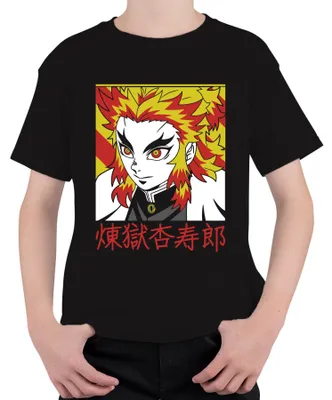 Immagine prodotto di Rengoku Kyojuro Kimetsu no Yaiba Anime Flame Hair Gift Maglietta unisex per bambini, nero, 140