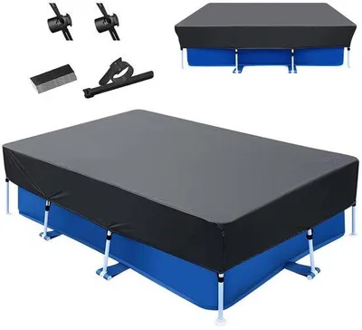 Productafbeelding van Zwembadafdekzeil Rechthoekig - 225 x 150 cm - Waterdicht - Zwart - Voor Rechthoekige Zwembaden