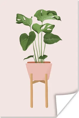 Produktbild von MuchoWow® Poster Pflanzen - Monstera - Pastell 60x90 cm - Wanddekoration