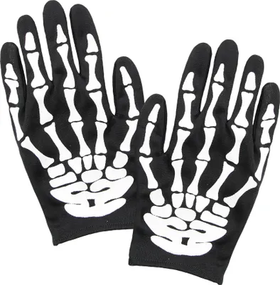 Immagine prodotto di Guanti da scheletro per adulti accessorio di Halloween in bianco e nero
