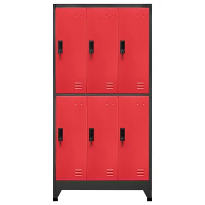 Zdjęcie produktu dla vidaXL Szafka skrytkowa antracytowo-czerwona 90x45x180 cm stalowa