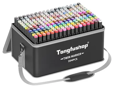 Produktbild von Elzusha – 204-teiliges Set von Textmarkern mit doppelspitzigem Stift und Aufbewahrungstasche