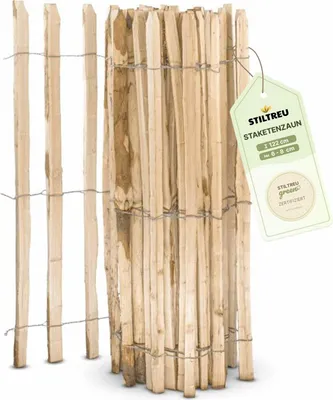 Produktbild von Englischer Staketenzaun Kastanie - Länge 5 Meter, Höhe 122 cm, Lattenabstand 6-8 cm
