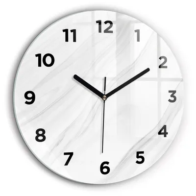 Obrázok produktu pre Wallfluent Hodiny - Okrúhle Sklenené Nástenné Hodiny - Tichý Quartz Strojček - Dekorácia Na Stenu V Spálni - Čierne Hodinové Ručičky - 60cm - Dekoratívny mramor