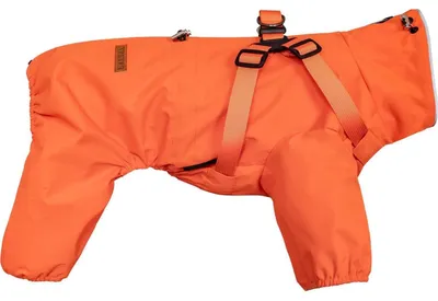 Image de Manteau de pluie pour chien avec harnais, 4 pattes, imperméable, réglable, couleur orange, taille 3XL