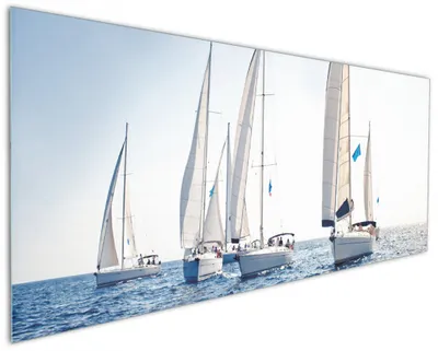 Produktbild von Wallario Küchenrückwand aus Glas, Größe: 125 x 50 cm, Motiv: Segelschiff auf dem Meer | Spritzschutz | abwischbar | pflegeleicht | in