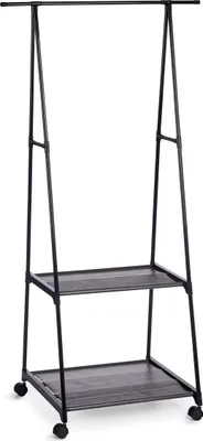 Produktbild von Kleiderständer aus Rollen mit zwei Regalen, 55 - 85 x 45 x 157 cm