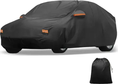 Produktbild von Autoabdeckung fš¹r Genesis GV60 Aluminiumfolie Outdoor Vollgarage Allwetter Wasserdicht Winddicht Sonnenschutz Regenschutz mit Fahrertš¹r Rei?verschluss Schwarz