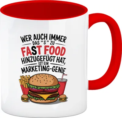 Produktbild von Fast Food - FAT FOOD Kaffeebecher in rot für Burger Fans