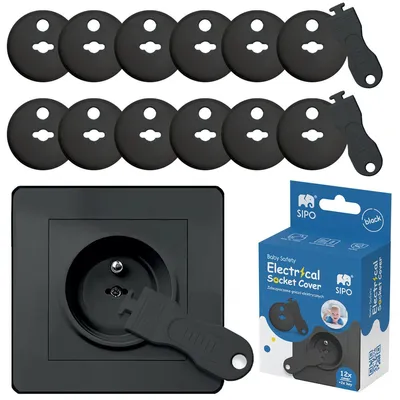 Imagen del producto de Cubiertas de seguridad para enchufes eléctricos, juego de 12 unidades + 2 llaves, color