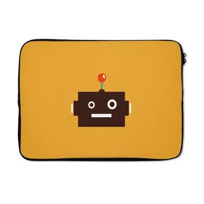 Produktbild von MuchoWow® Laptop Hülle 13 Zoll Roboter - Gesicht - Antenne - Gelb - Jungen - Kind Laptoptasche - Laptophülle - Sleeve - Rundumschutz