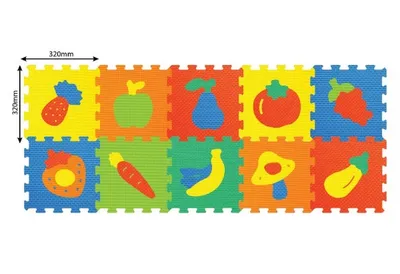 Produktbild von Schaumstoffpuzzle Obst und Gemüse 32x32cm 2 Sorten 10 Stück im Beutel