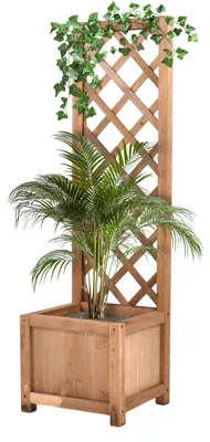 Immagine prodotto di Rosy - Fioriera da Esterno con Grigliato 35x120x30 cm per Piante Rampicanti in Legno di Cedro Impregnato Ebony