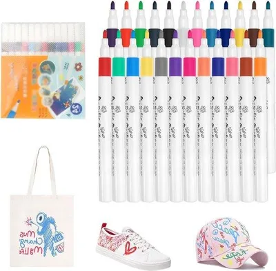 Image de Crayons de couleur pour textiles - indélébiles - crayons pour tissu - peinture textile - crayons de peinture textile - marqueurs pour tissu pour t-shirts - jeans - chapeaux - articles en cuir - chaussures
