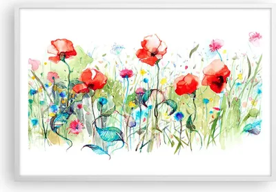 Produktbild von Gerahmtes Poster - Weißer Rahmen - Blumen Wiese Blatt Natur - 91,5x61 cm - Wand Bild - Wanddeko - Wandbilder - Kunstposter - Wandposter - Bilderrahmen - Bilder - Kunstdruck - Wandbild P2WAA91x61-3076