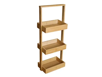 Produktbild von Tongxinpack Bambus Korbregal mit 3 Körben, 25x16x65 cm, nachhaltig, robust und leicht montierbar