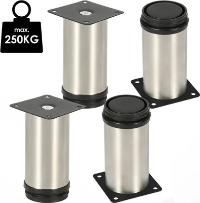 Immagine prodotto di Piedini per mobili Jiubiaz 4X piedini per zoccoli piedini di livellamento piedini per divani piedini per mobili regolabili-acciaio inox-60 mm