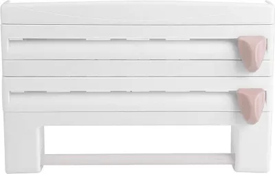 Productafbeelding van Famanu foliehouder voor wandmontage - 4-in-1 voor keukenpapier, folie en aluminiumfolie (wit)