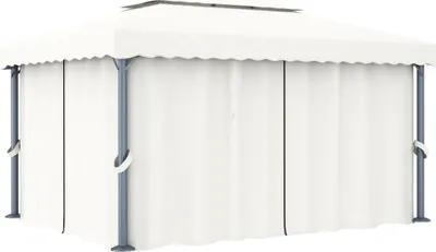 Zdjęcie produktu dla Pawilon z kurtyną 4x3 m kremowo-biały aluminium