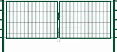 Produktbild von Alberts Doppeltor Flexo mit Zubehör, zum Einbetonieren, grün, Breite 400 cm, Höhe 140 cm
