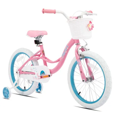 Produktbild von JOYSTAR Kinderfahrrad für Kleinkinder und Kinder im Alter von 2-8 Jahren Mädchen, 18 Zoll Kinderfahrrad mit Stützrädern mit Handbremse und Korb